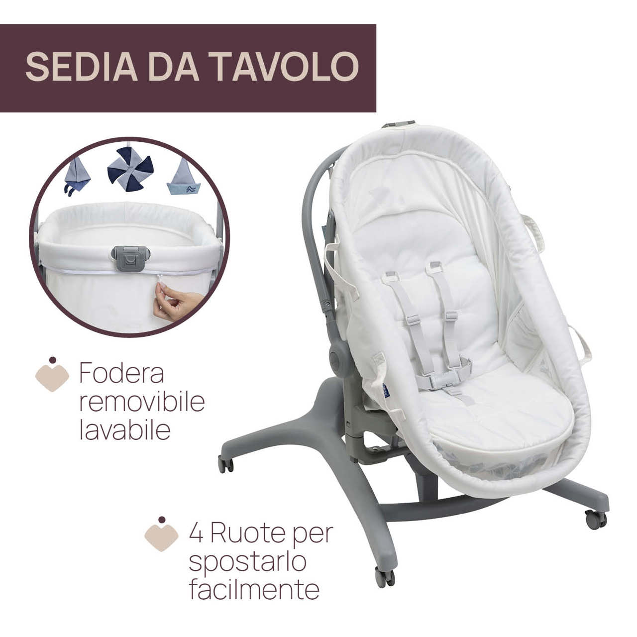 CULLA SDRAIETTA SEGGIOLONE CHICCO BABY HUG 4 IN 1 GLACIAL