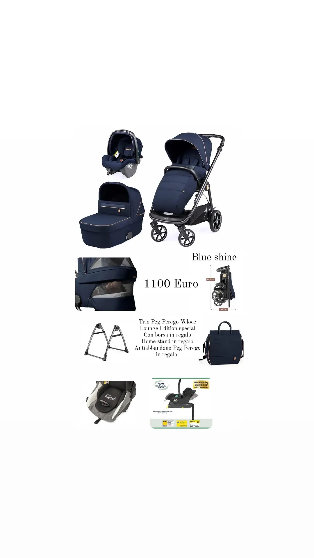 Trio Peg Perego Veloce Lounge Edition Special Blue Shine - Prezzo Reale