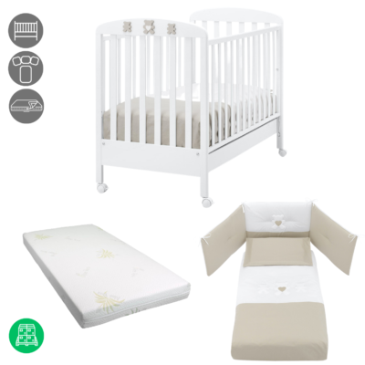 Lettino Molly Erbesi con materasso in omaggio e Tessile tortora