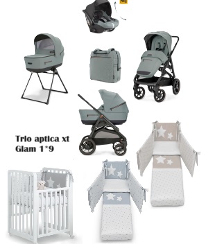 Kit Nascita Trio Inglesina Aptica XT Darwin Recline (Igloo Grey)+Glam 1×9