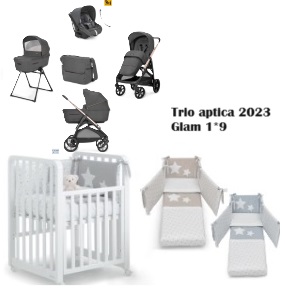 Kit Nascita Trio Inglesina Aptica Darwin Recline (Velvet Grey)+Glam 1×9