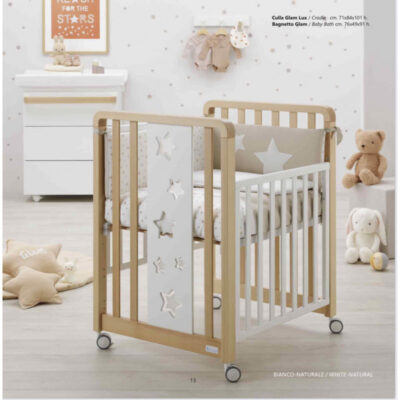 Lettino Evolutivo Glam Lux 1*9 Bianca e Naturale