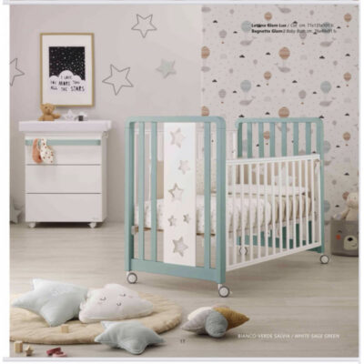 Lettino Evolutivo Glam Lux 1*9 Bianca e Salvia