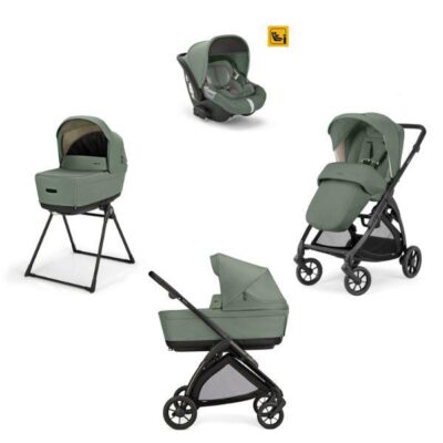 Trio Inglesina – System Quattro Electa 2025 con Seggiolino Auto Darwin e Telaio Total Black – Murray Green Con Borsa Day Bag In Regalo