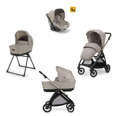 Trio Inglesina – System Quattro Electa 2025 con Seggiolino Auto Darwin Recline con la Borsa Day Bag In Regalo e Telaio Iridio Black – Battery Beige Con la Borsa Day Bag In Regalo
