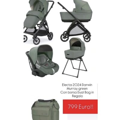 System Quattro Inglesina Electa Murray Green 2024 Darwin Con Borsa Dual Bag In Regalo Promozione