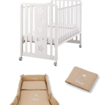 Glam Bianca   1*9 Stelle con tessile Glammy e lenzuola Culla Glam