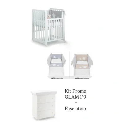 Promozione Glam 1*9 Bianca con Fasciatoio Praim Bianco