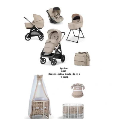 Kit Nascita Aptica Darwin 2025 con Culla Tonda Trasformabile Marlyn