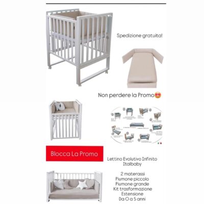 Lettino evolutivo infinito italbaby con tessile plumetì BLOCCA LA PROMO!