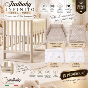 Lettino Evolutivo Infinito Italbaby con 2 lenzuola versione culla