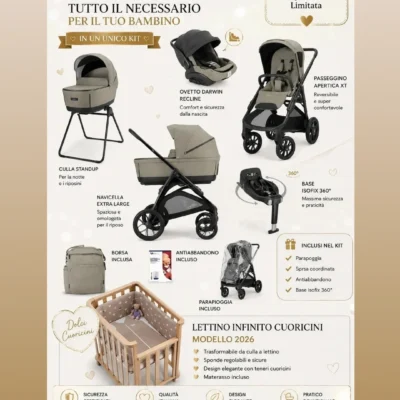 Kit Nascita Promozione Trio Inglesina Aptica XT 2026 Evo con Infinito cuoricini
