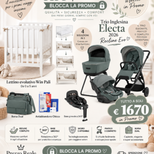 Trio Electa 2026 Recline Evo con base isofix girevole e Lettino Evolutivo Win Pali